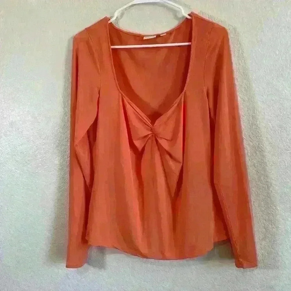 Aritzia Babaton Sweetheart Soho LongSleeve Twist front Orange Women size XL - Picture 1 of 9